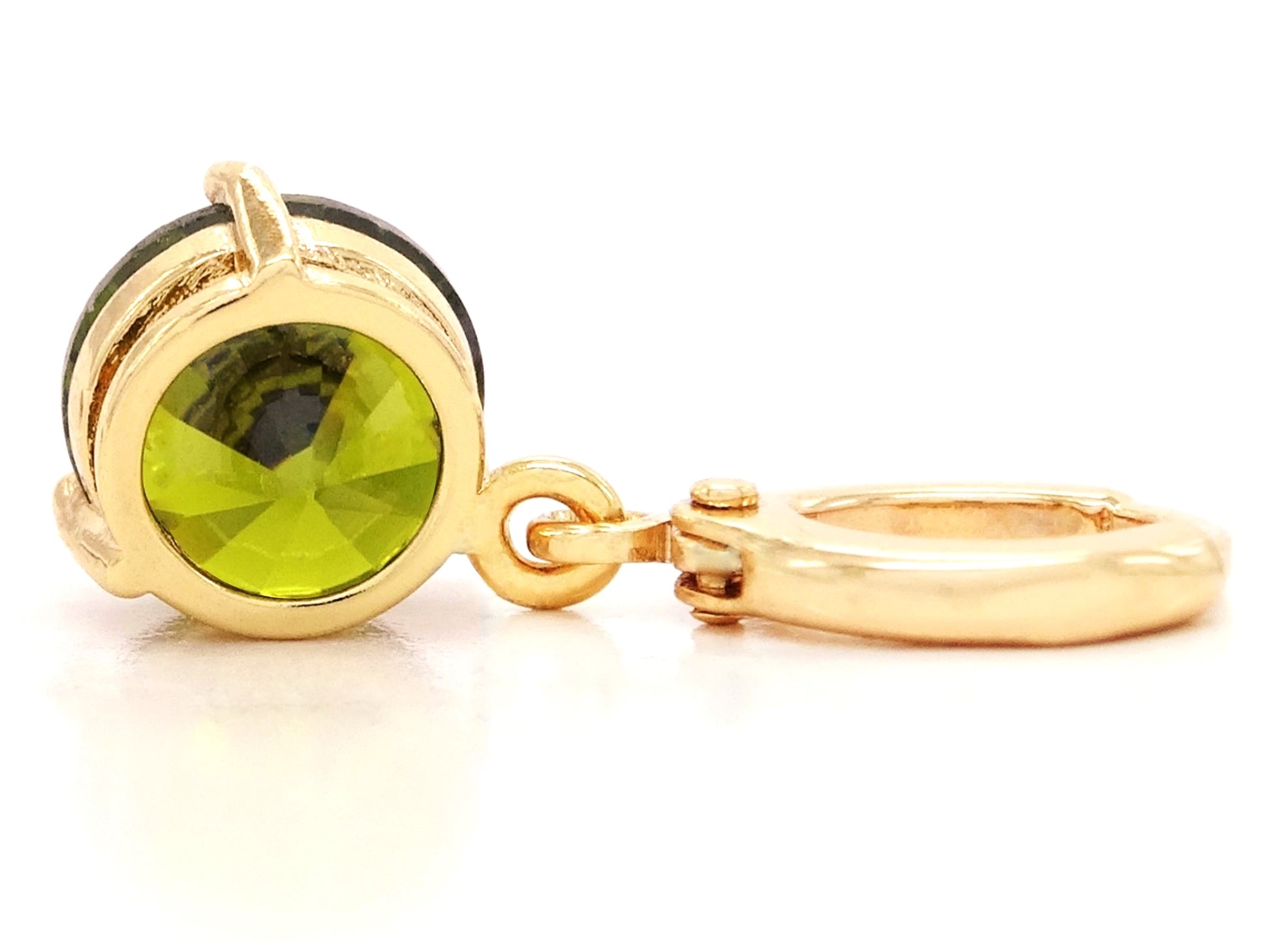 Green gem gold earrings BACK
