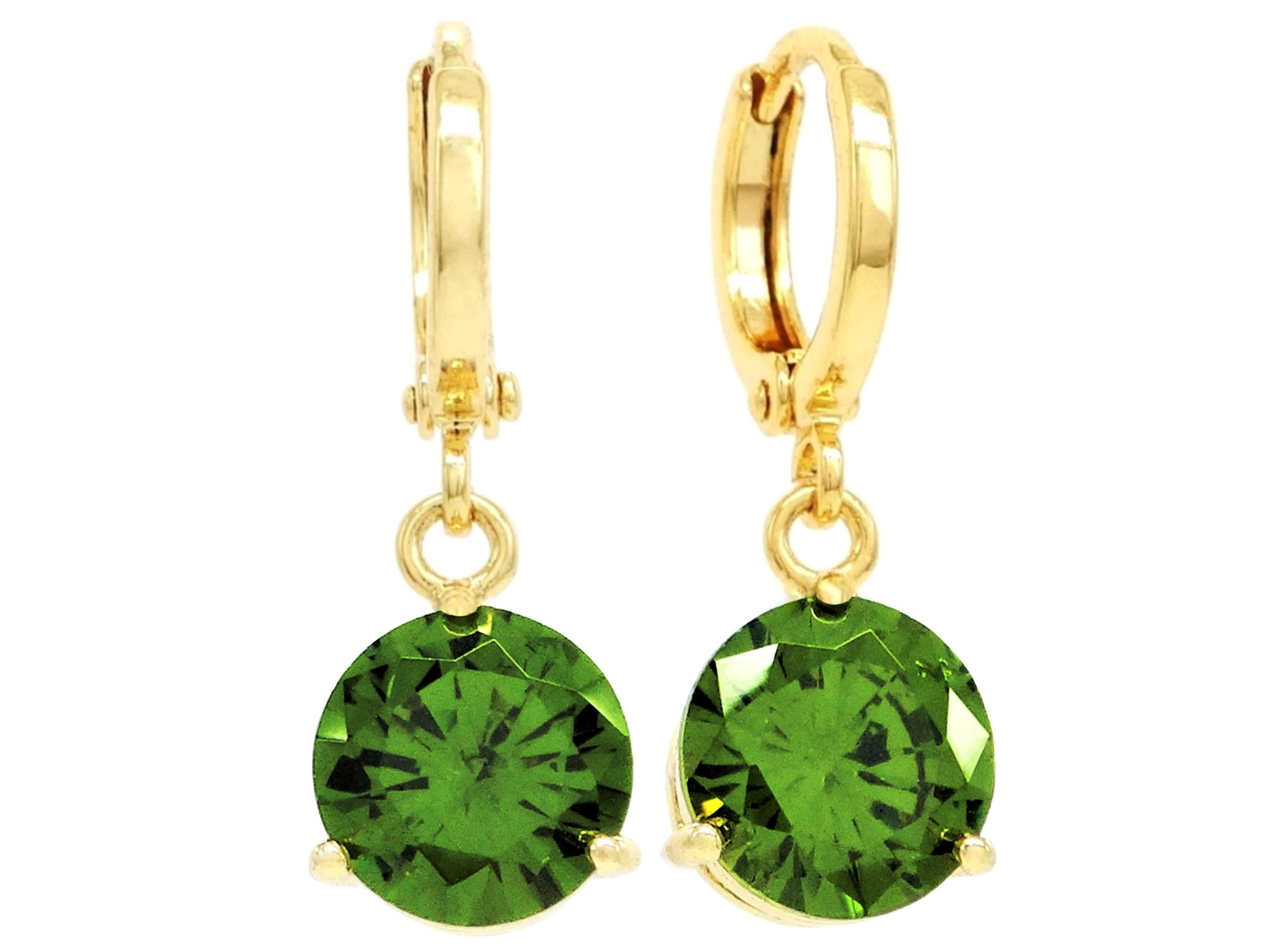 Green gem gold earrings MAIN