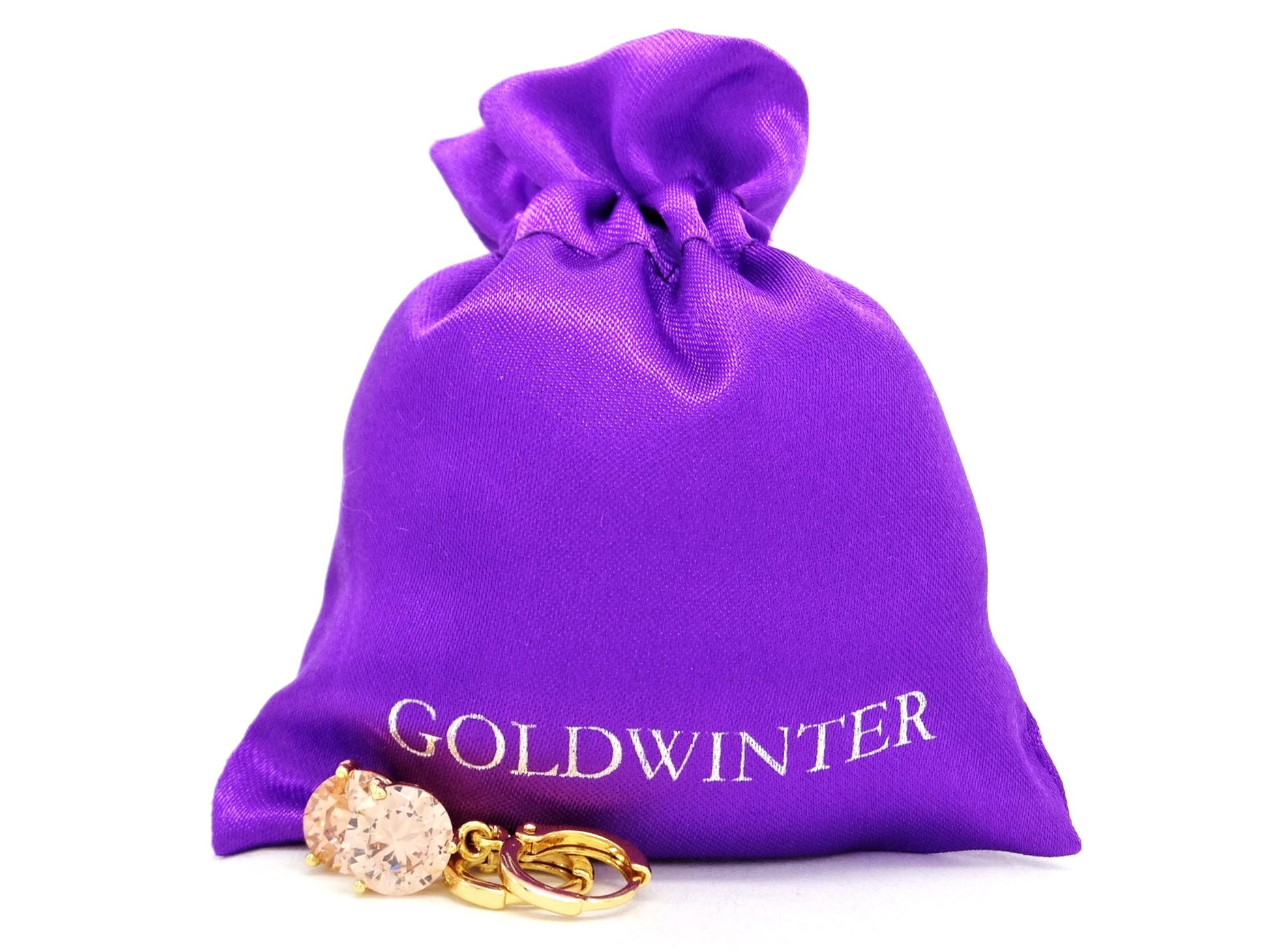 Yellow gold champagne round gem necklace and earrings GIFT BAG