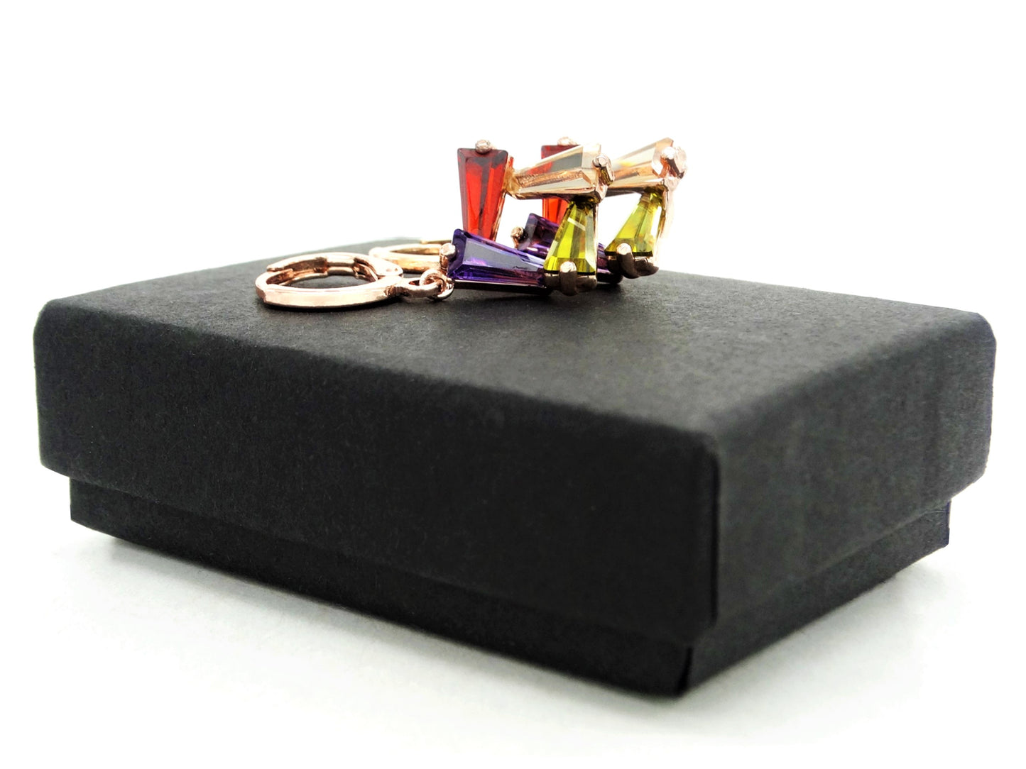 Rose gold tapered baguette gem earrings GIFT BOX