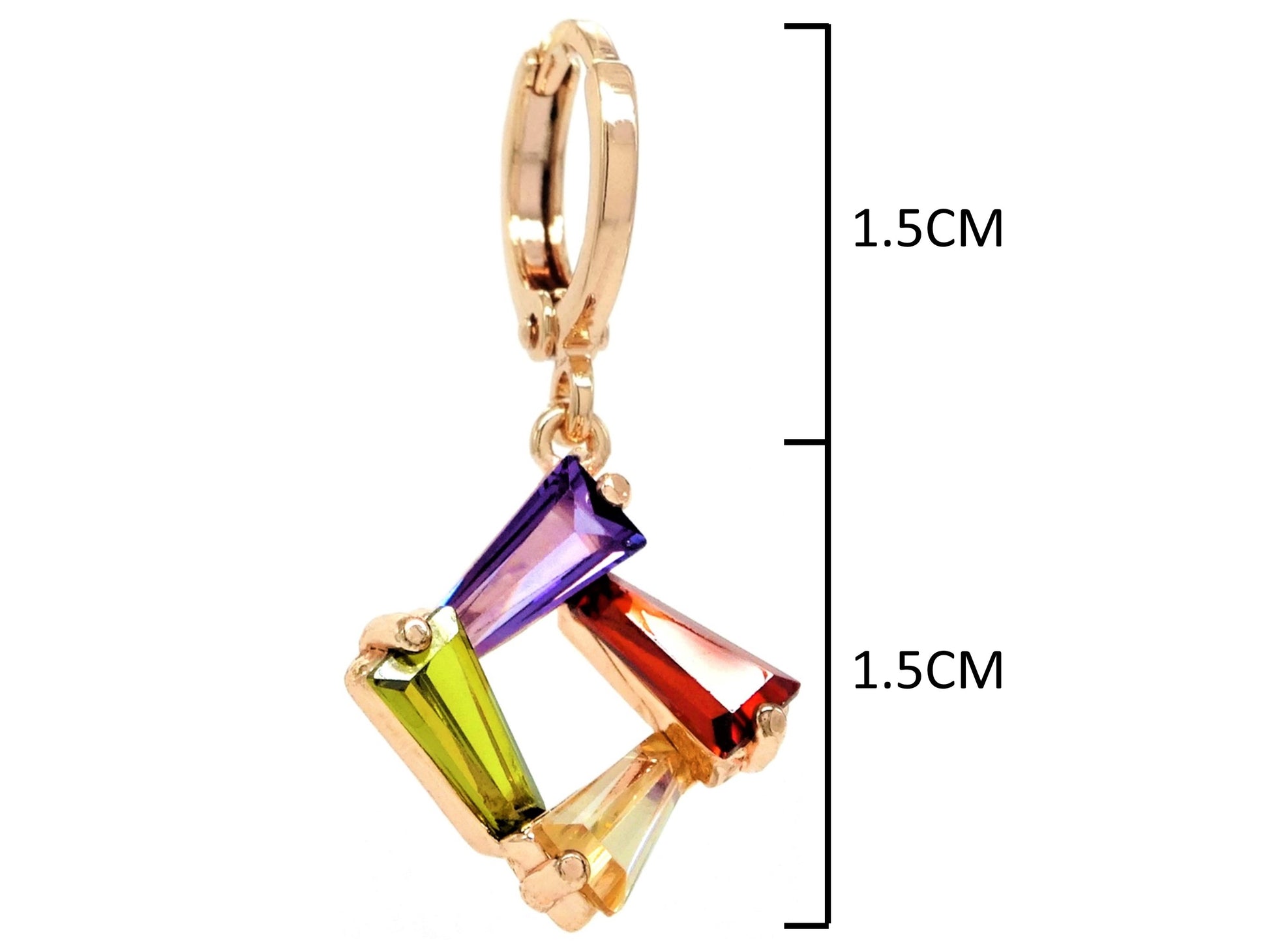 Rose gold tapered baguette gem earrings MEASUREMENT