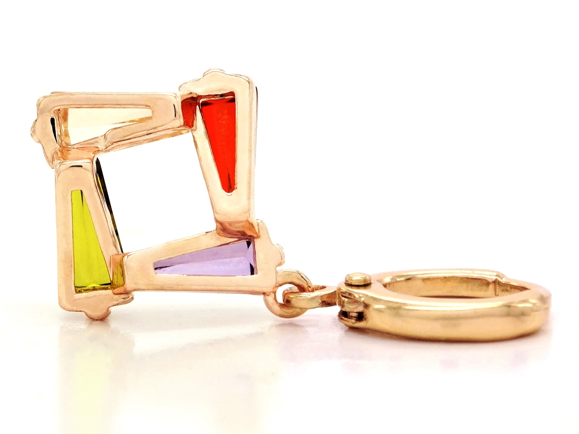 Rose gold tapered baguette gem earrings BACK