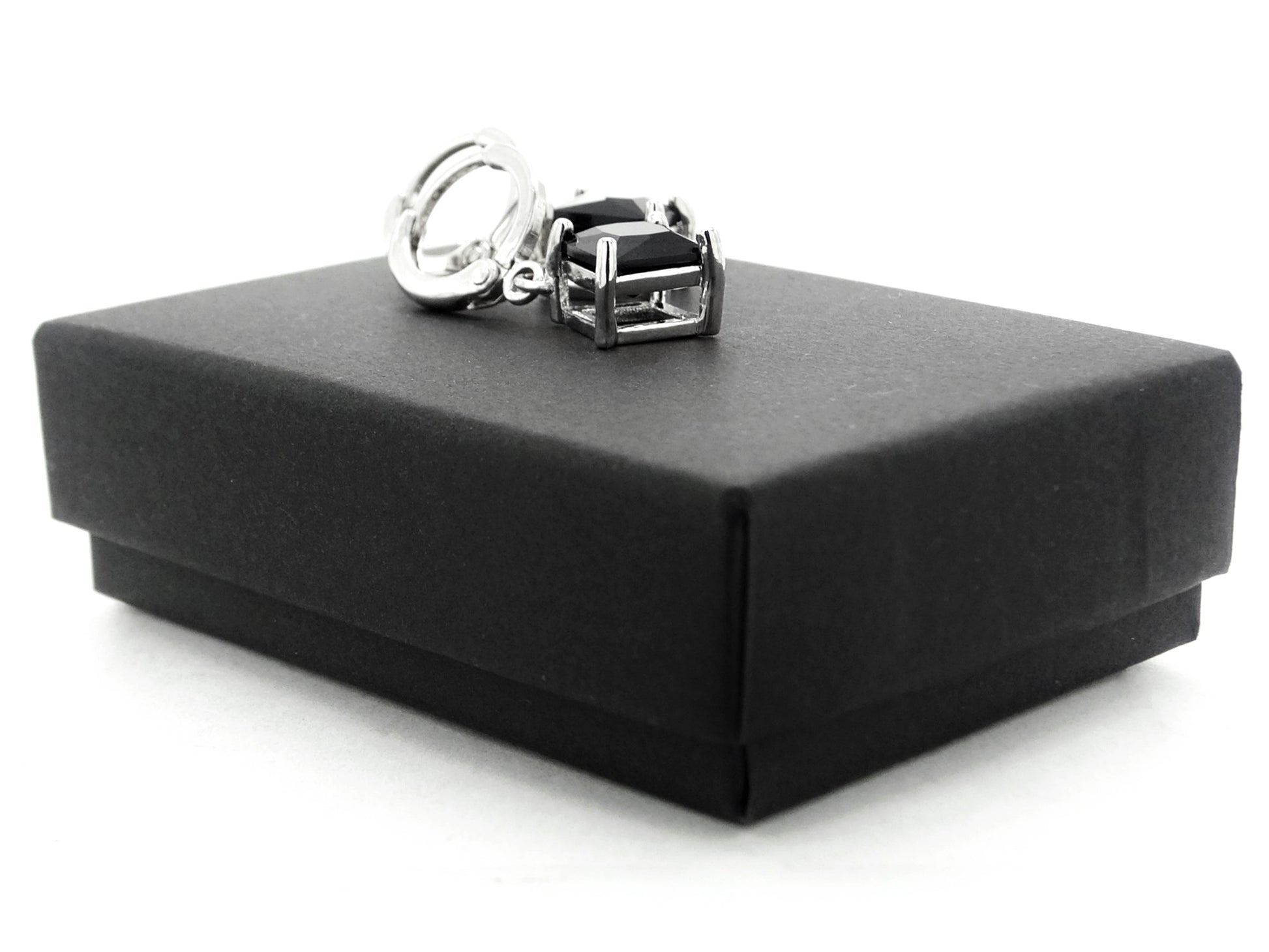 White gold black princess necklace and earrings GIFT BOX
