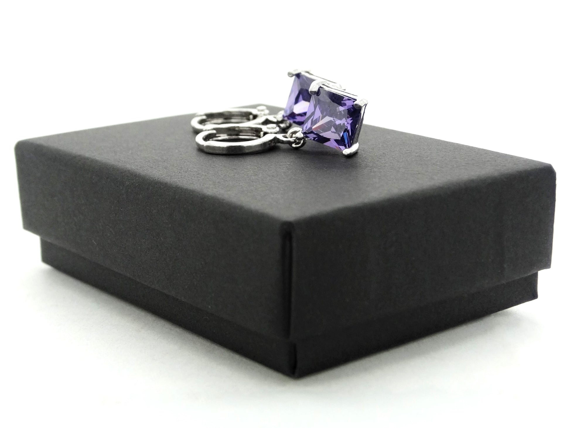 White gold purple princess necklace and earrings GIFT BOX
