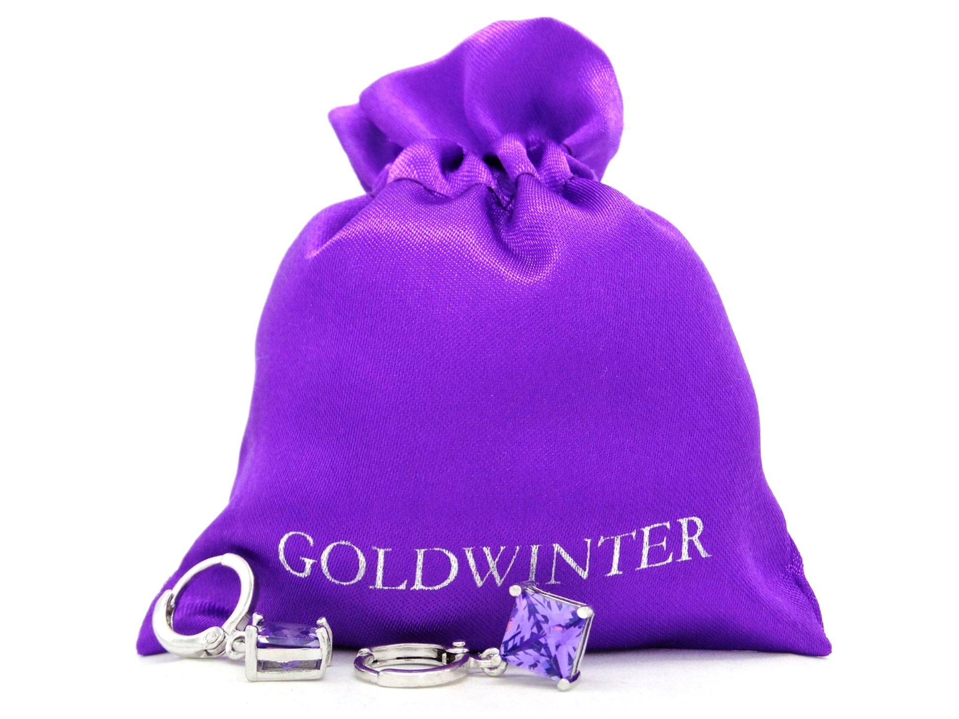 Purple princess white gold earrings GIFT BAG