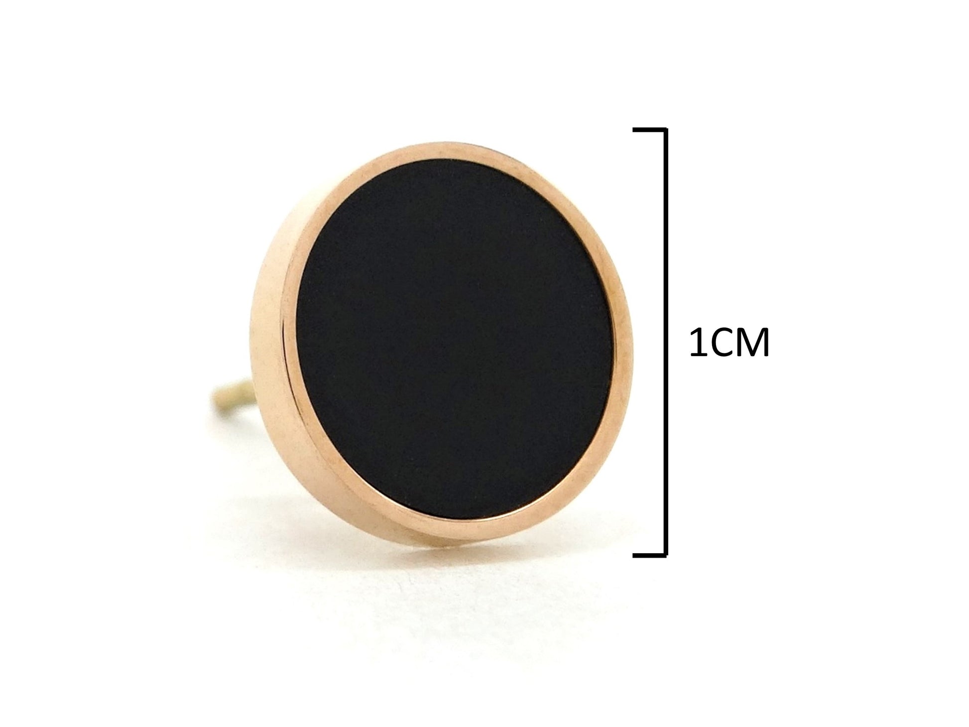 Rose gold black moonstone stud earrings MEASUREMENT