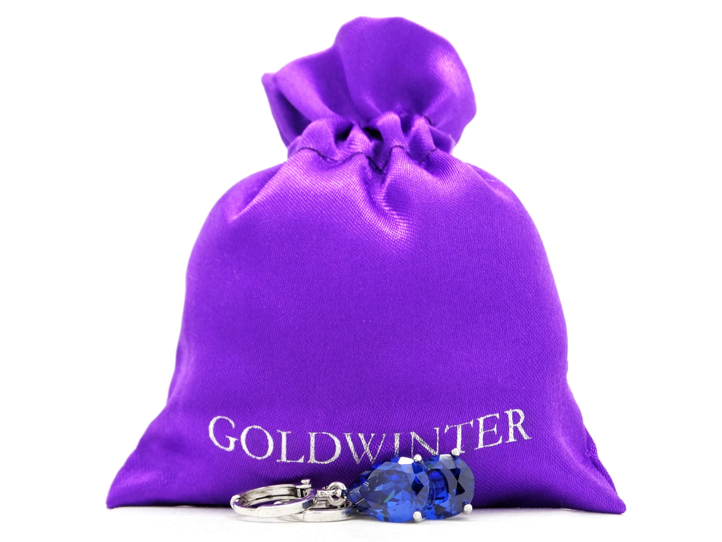 Blue raindrop white gold earrings GIFT BAG