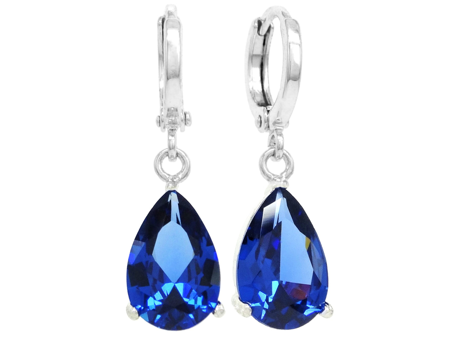 Blue raindrop white gold earrings MAIN