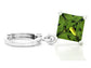 Green princess white gold earrings FRONT