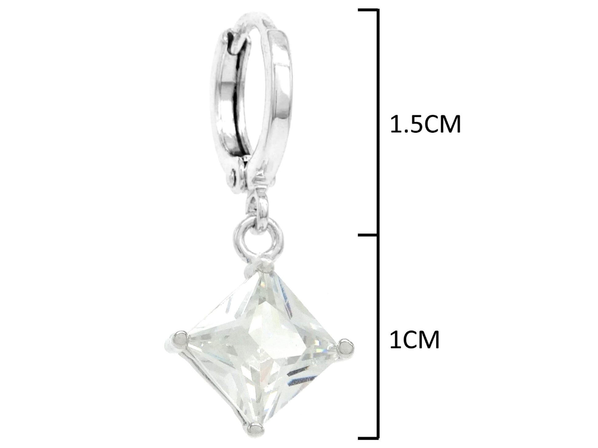 Clear princess white gold earrings MEASUREMENT