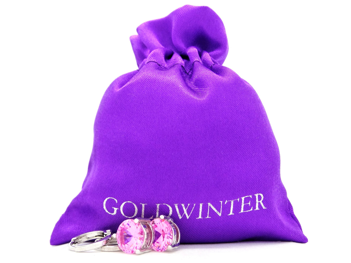 Pink gem white gold earrings GIFT BAG