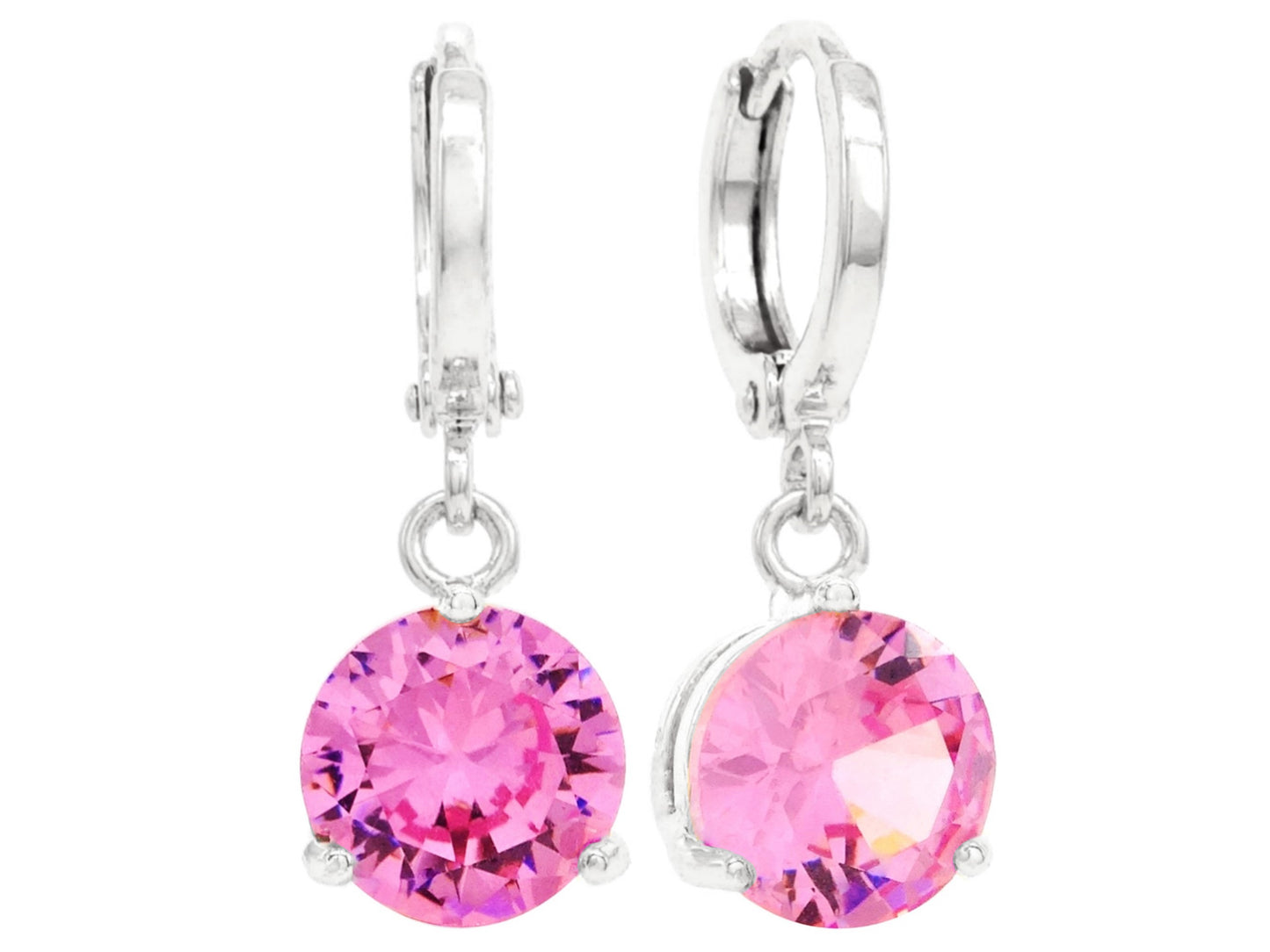 Pink gem white gold earrings MAIN
