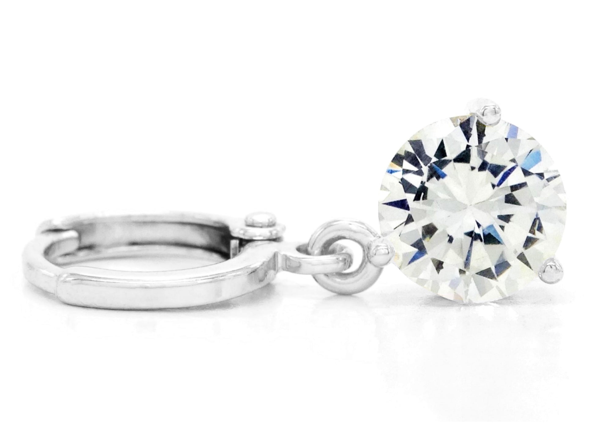 White gem white gold earrings FRONT