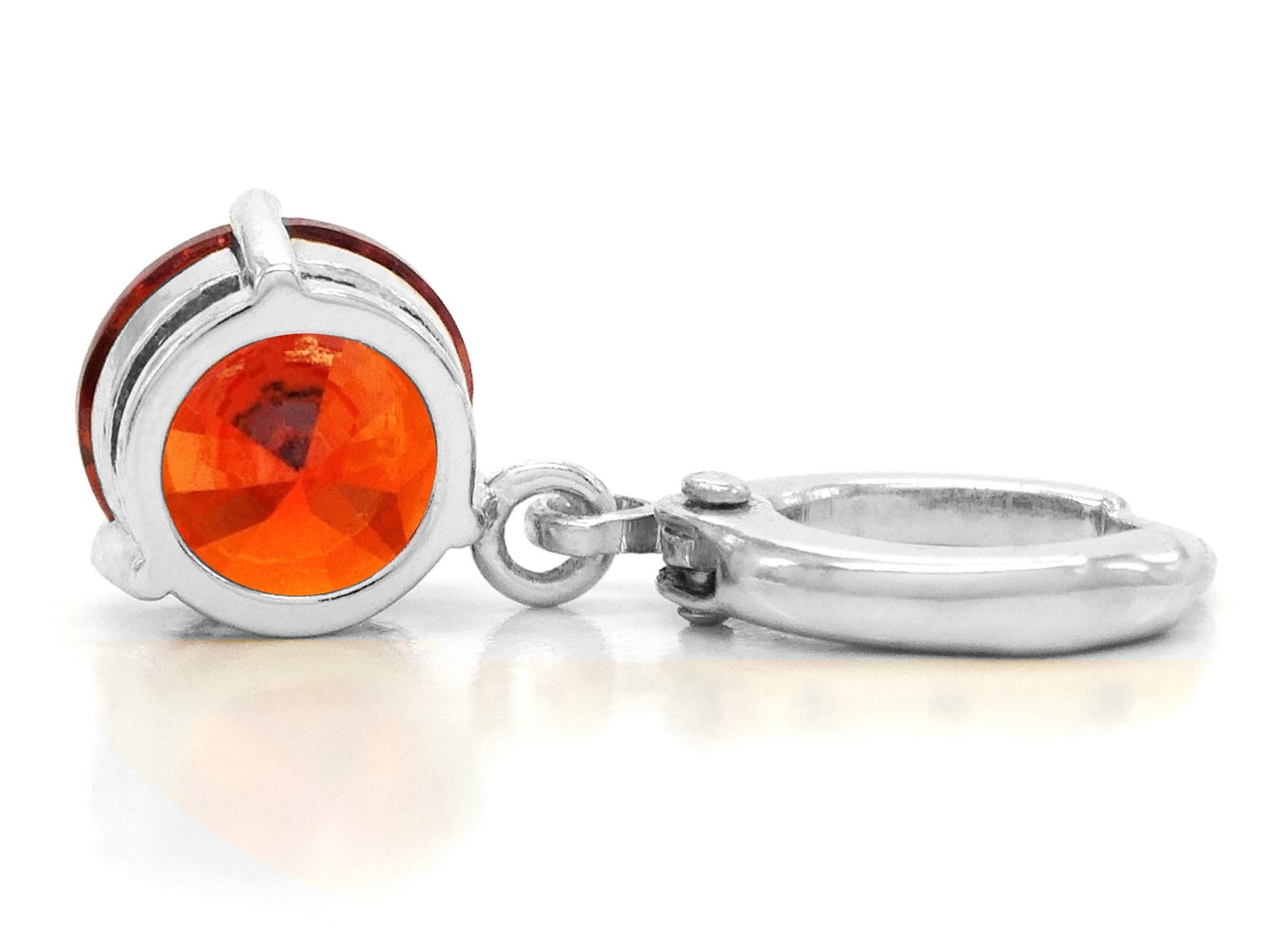 Red gem white gold earrings BACK