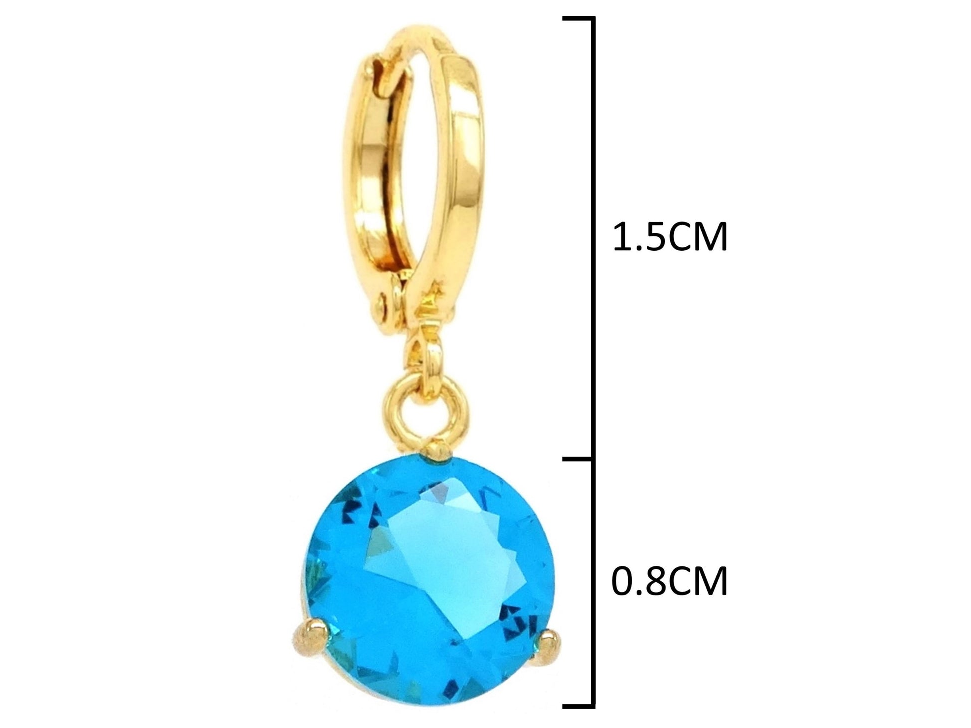 Blue gem yellow gold earrings MEASUREMENT