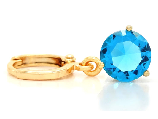 Blue gem yellow gold earrings FRONT