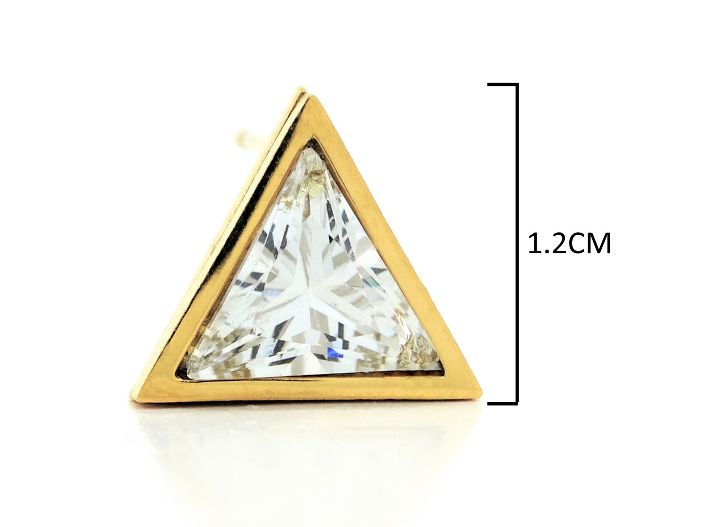 White trillion gold stud earrings MEASUREMENT