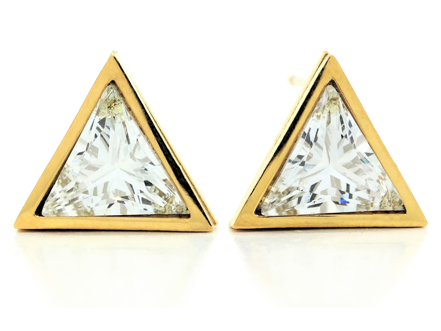 White trillion gold stud earrings MAIN