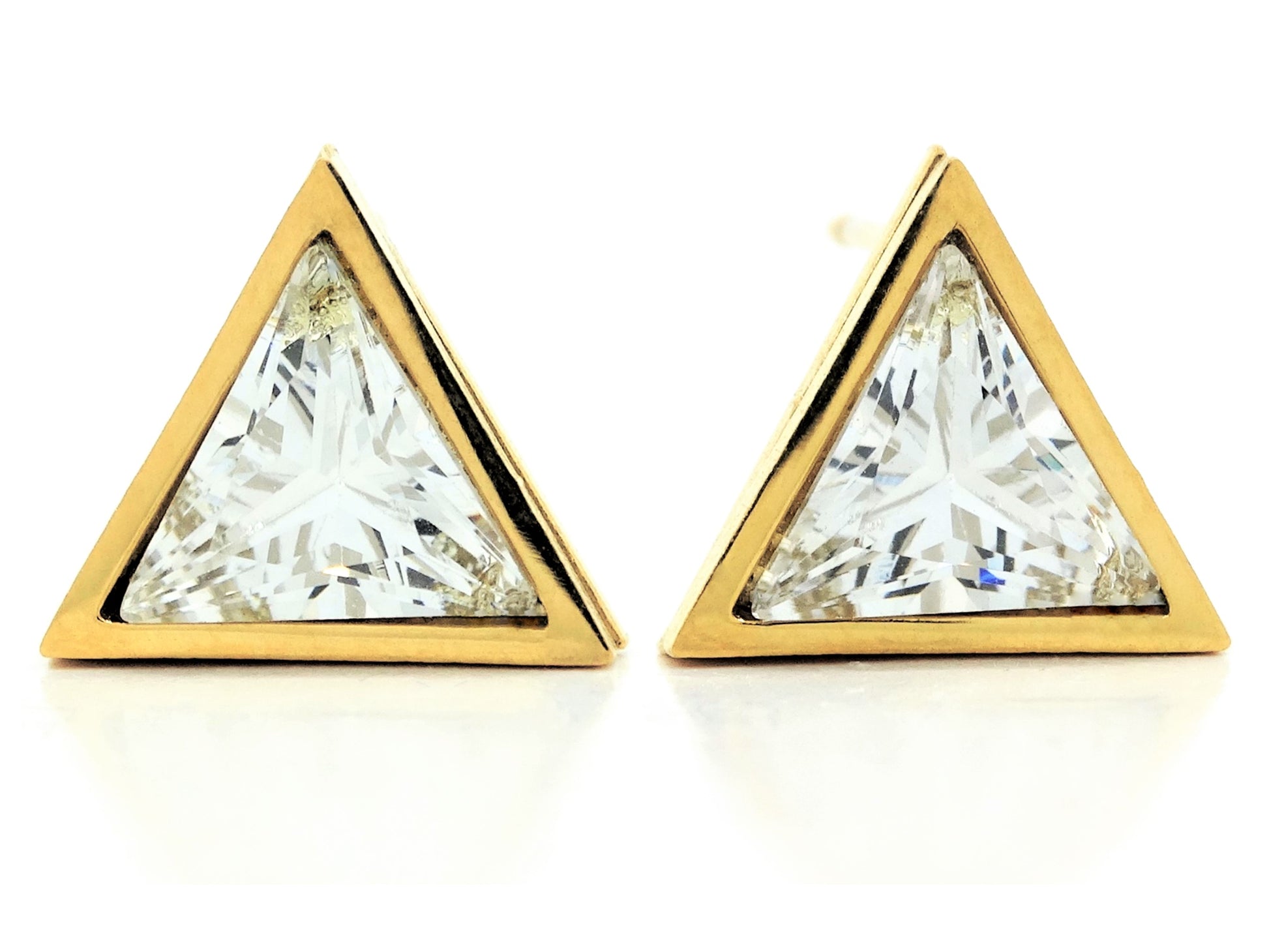 White trillion gold stud earrings MAIN