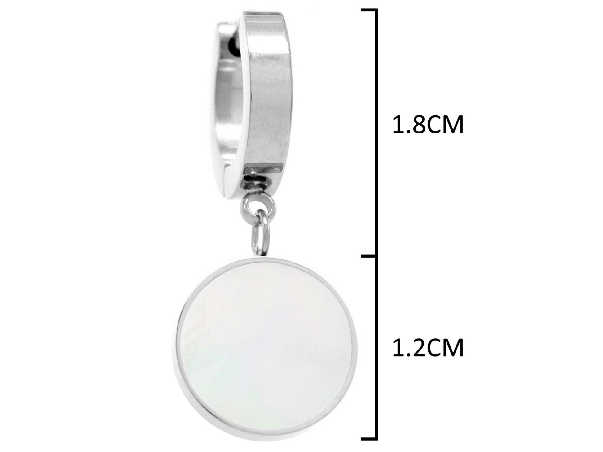 White gold white seashell round earrings MEASUREMENT