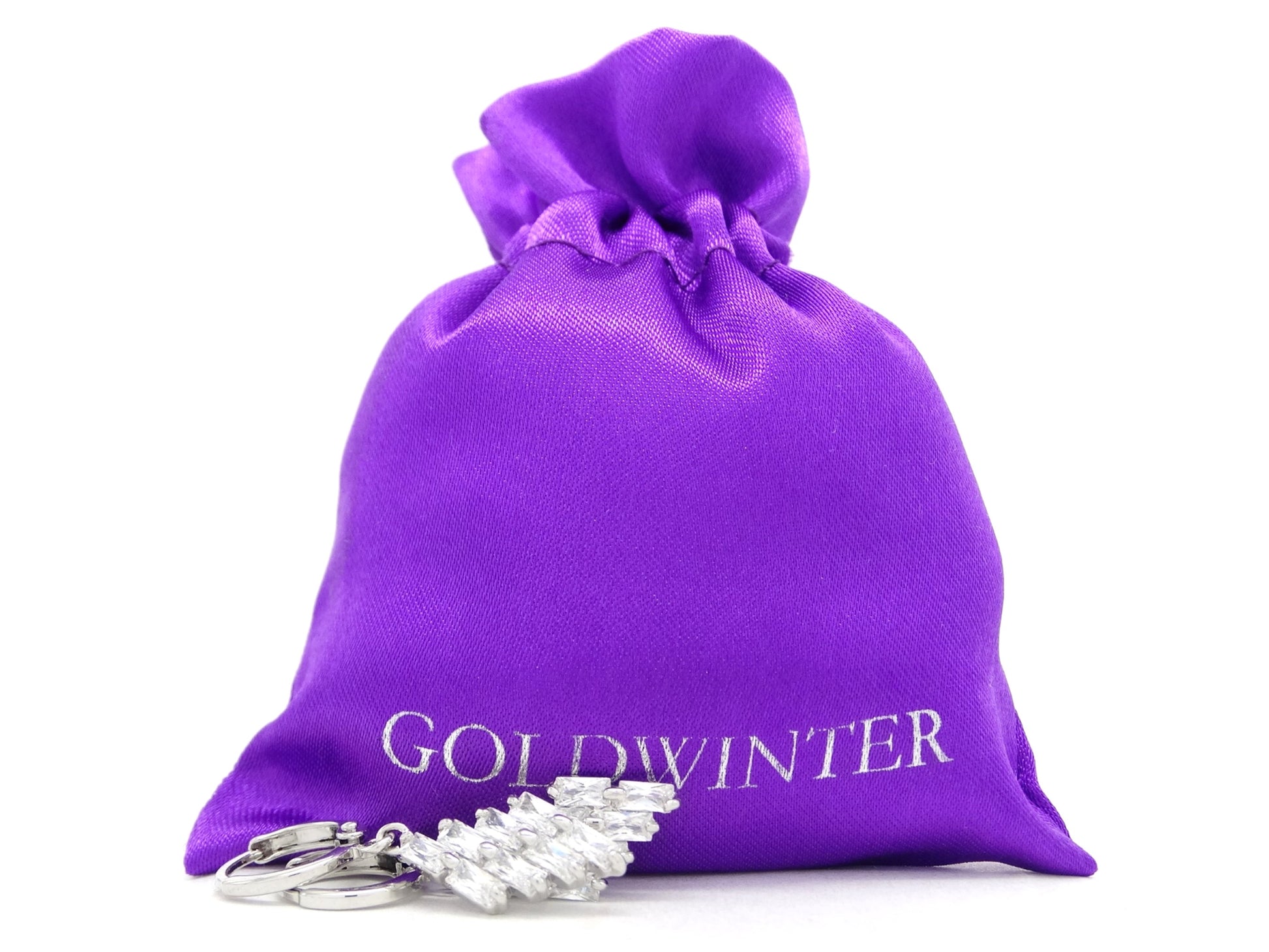 Clear drop baguette white gold earrings GIFT BAG