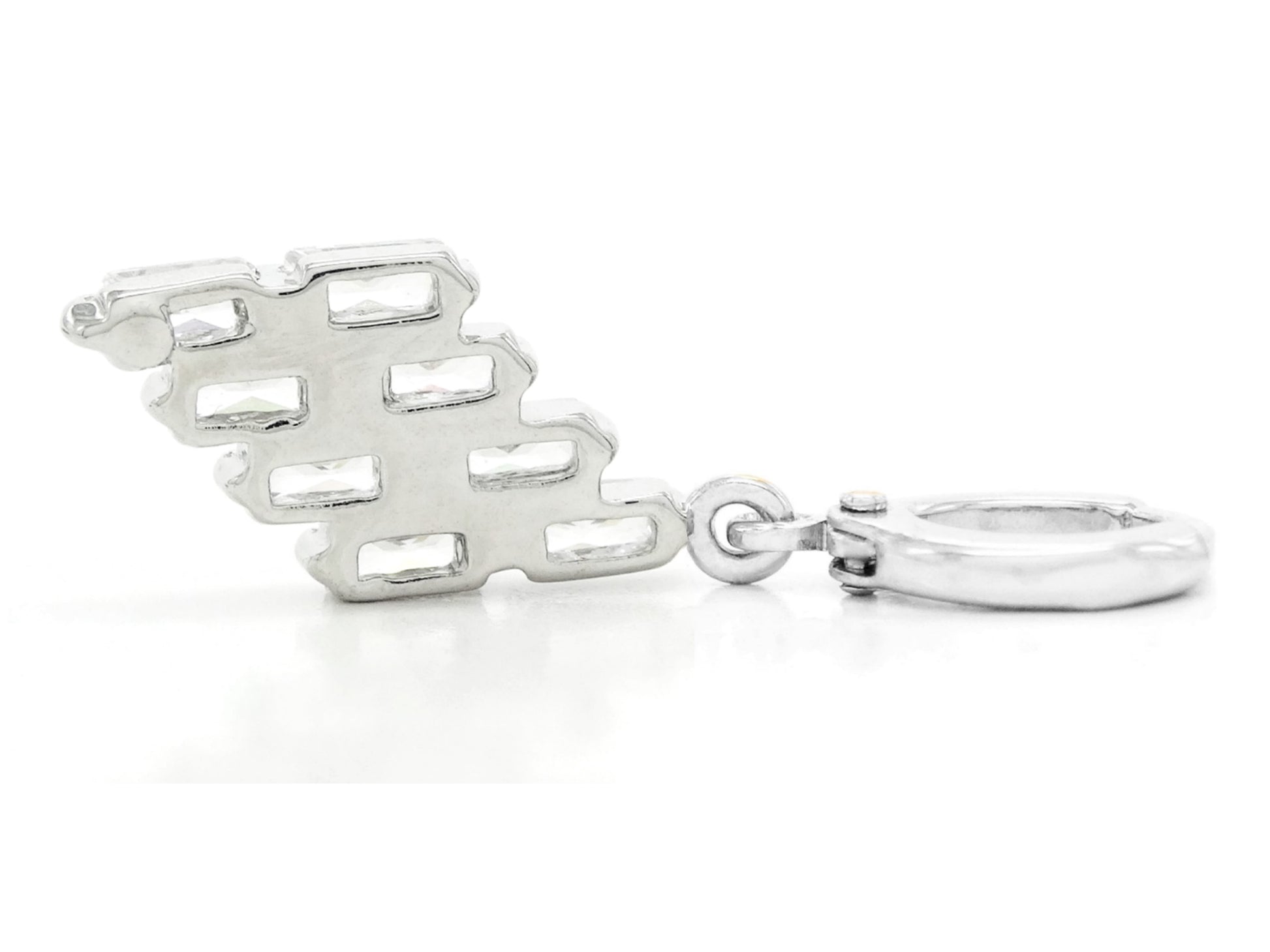 Clear drop baguette white gold earrings BACK