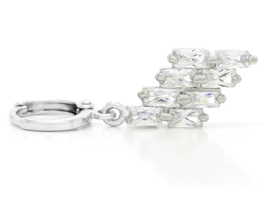 Clear drop baguette white gold earrings FRONT