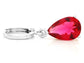 Red raindrop white gold earrings FRONT