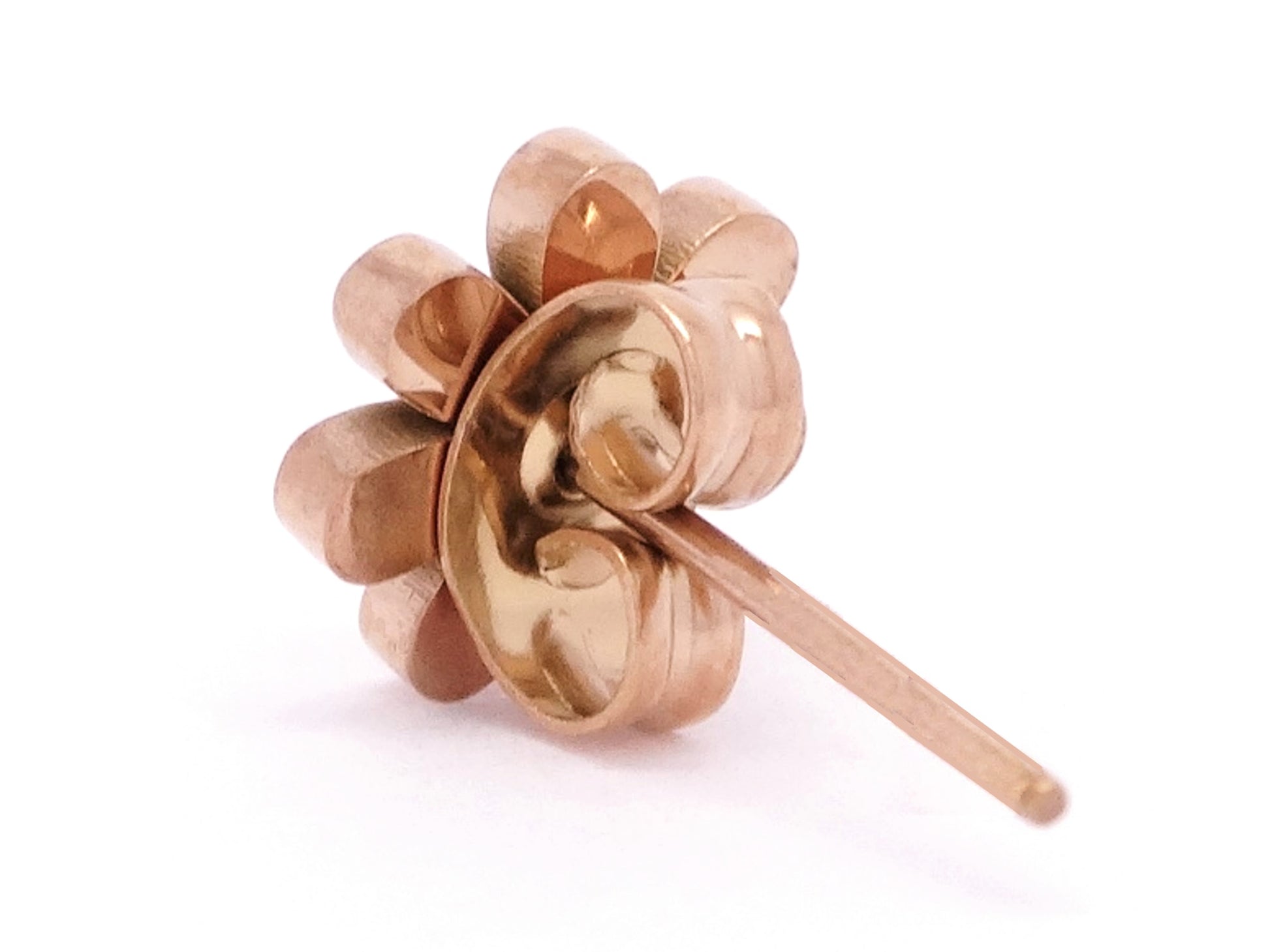 Rose gold flower stud earrings BACK