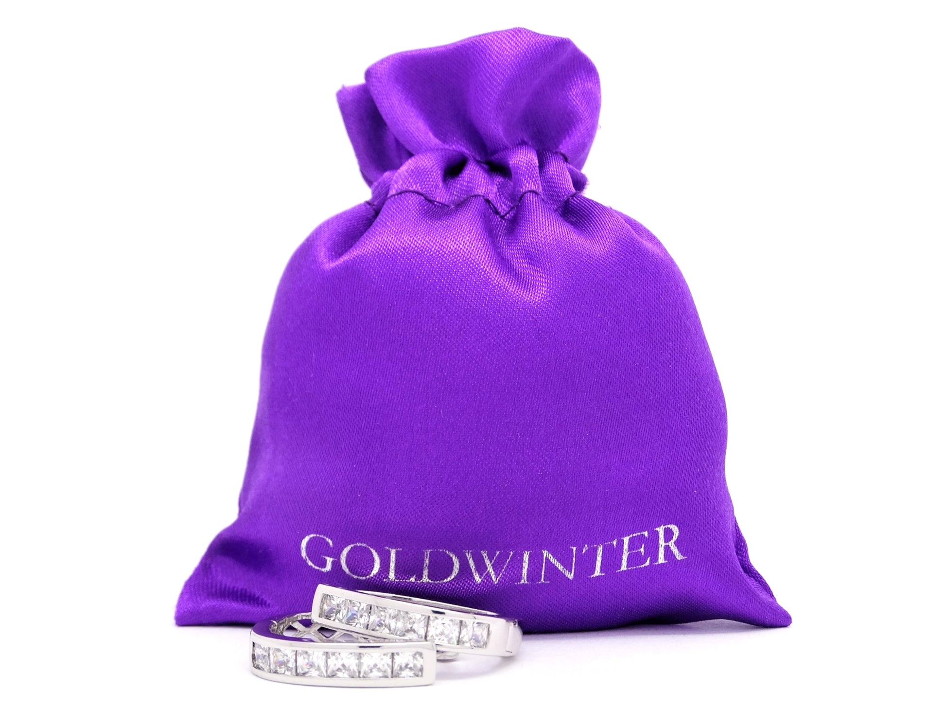 White gold white princess gem hoop earrings GIFT BAG