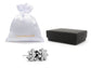 White gold flower stud earrings GIFT BAG AND BOX