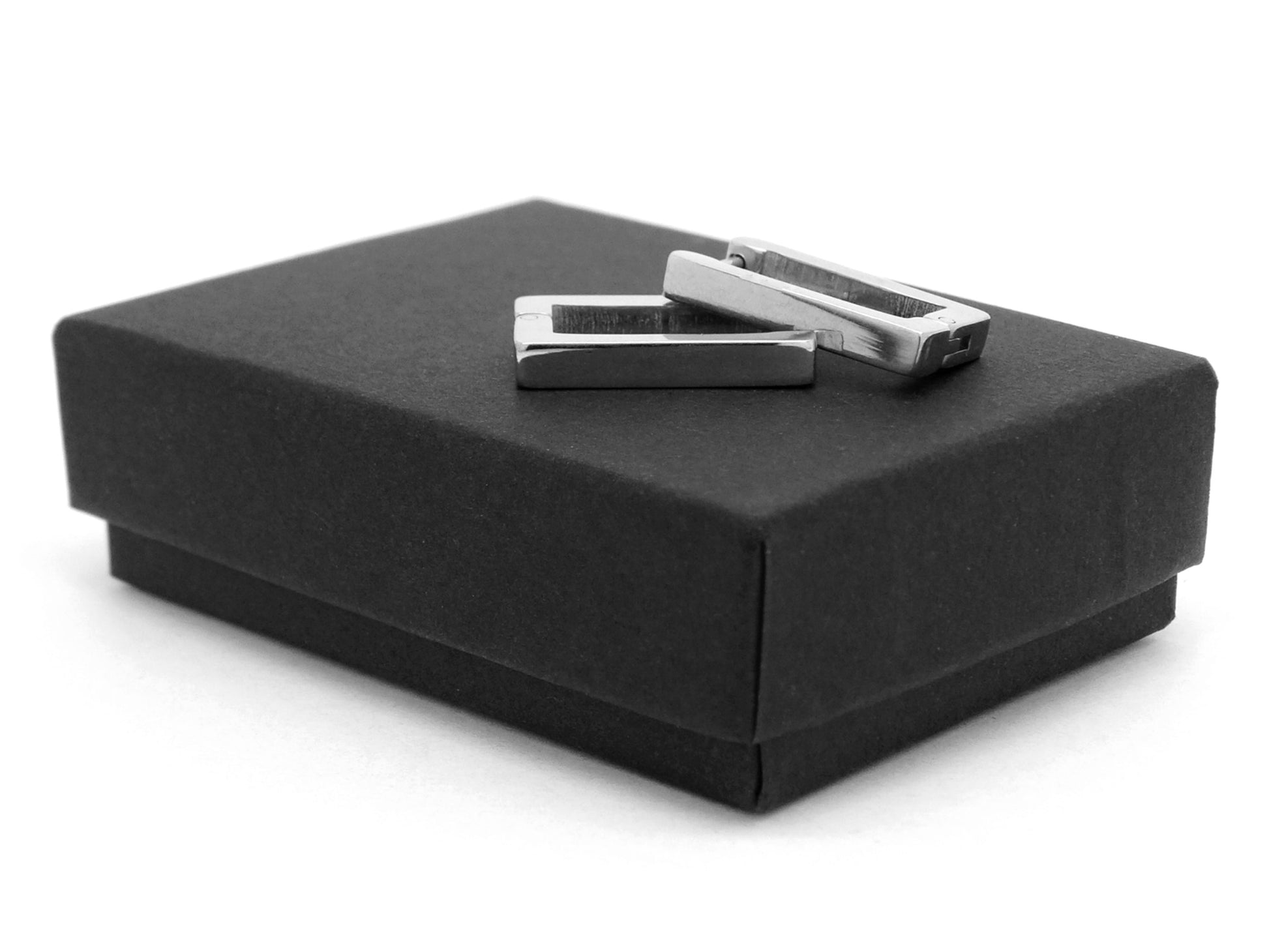 White Gold Square Hoop Earrings GIFT BOX