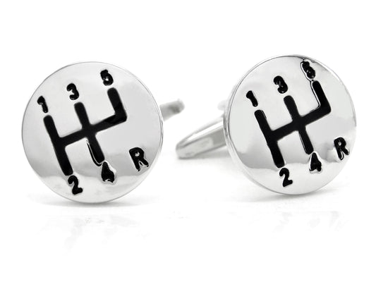 Sterling silver gear stick cufflinks MAIN