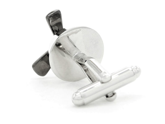 Sterling silver plane propeller cufflinks BACK