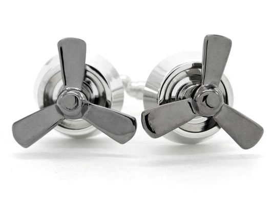 Sterling silver plane propeller cufflinks MAIN