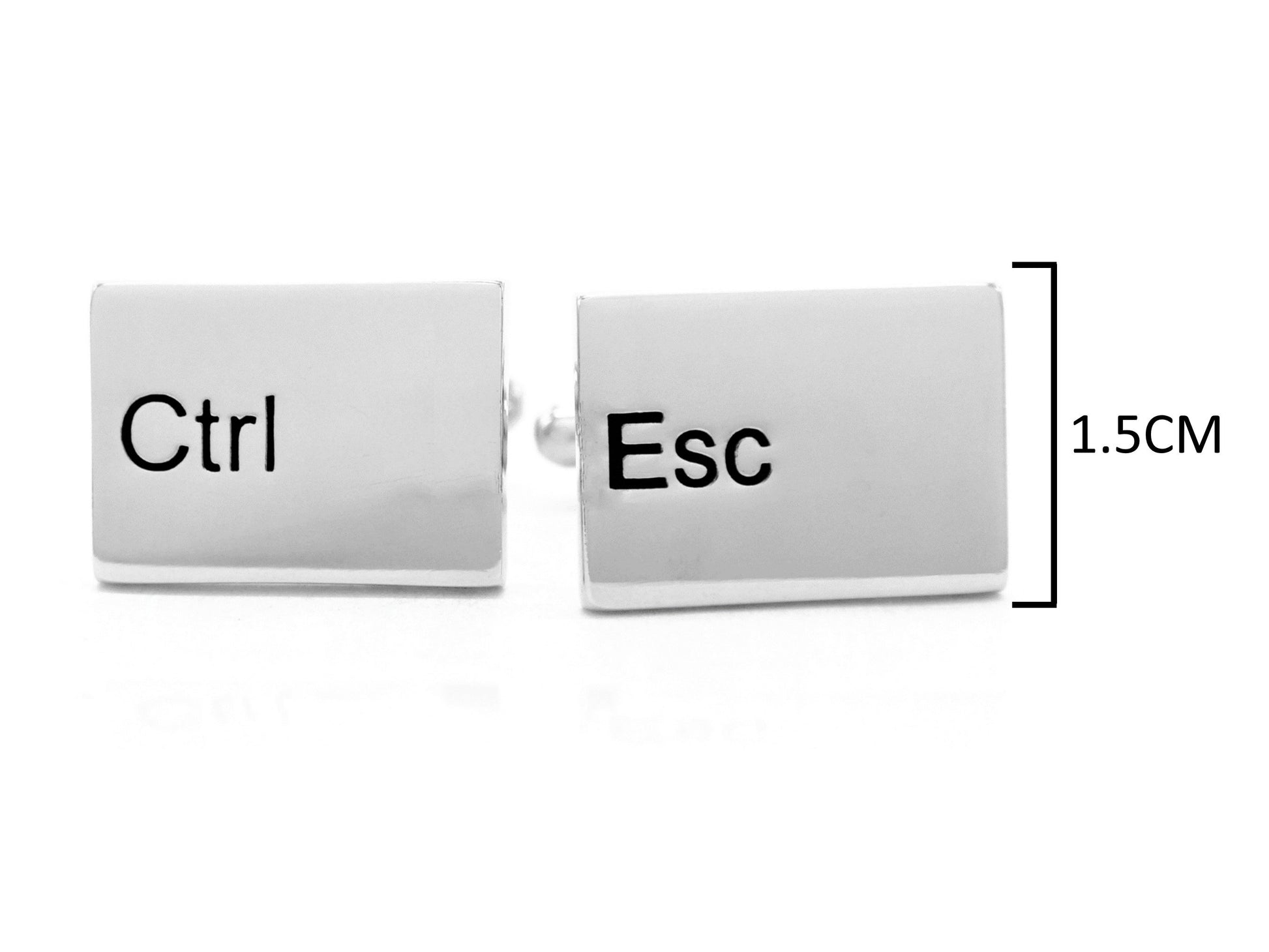 Sterling silver CTRL ESC cufflinks MEASUREMENT