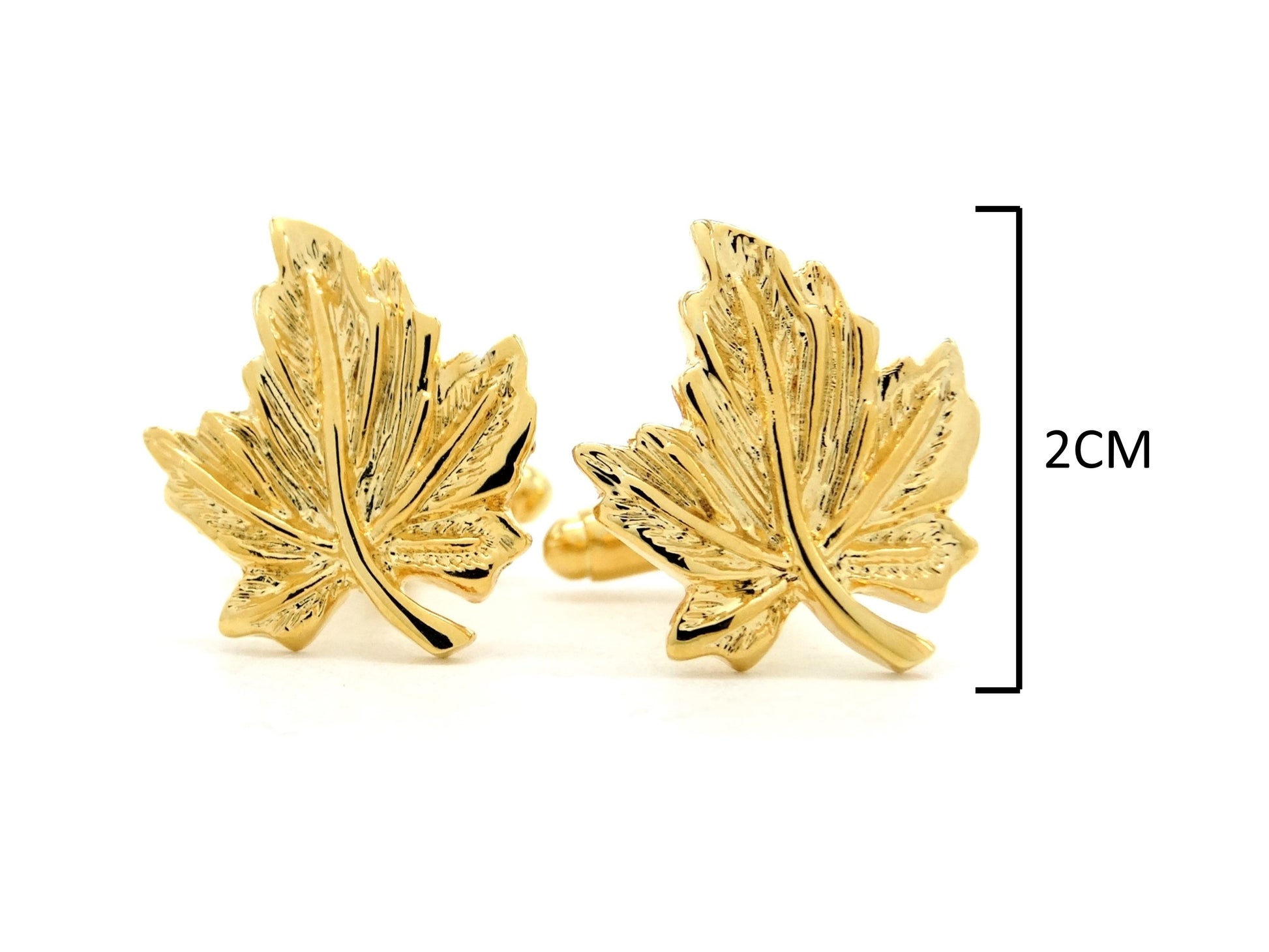 Yellow gold leaf cufflinks MEASUREMENT