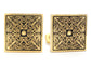 Yellow gold black engraved square cufflinks MAIN