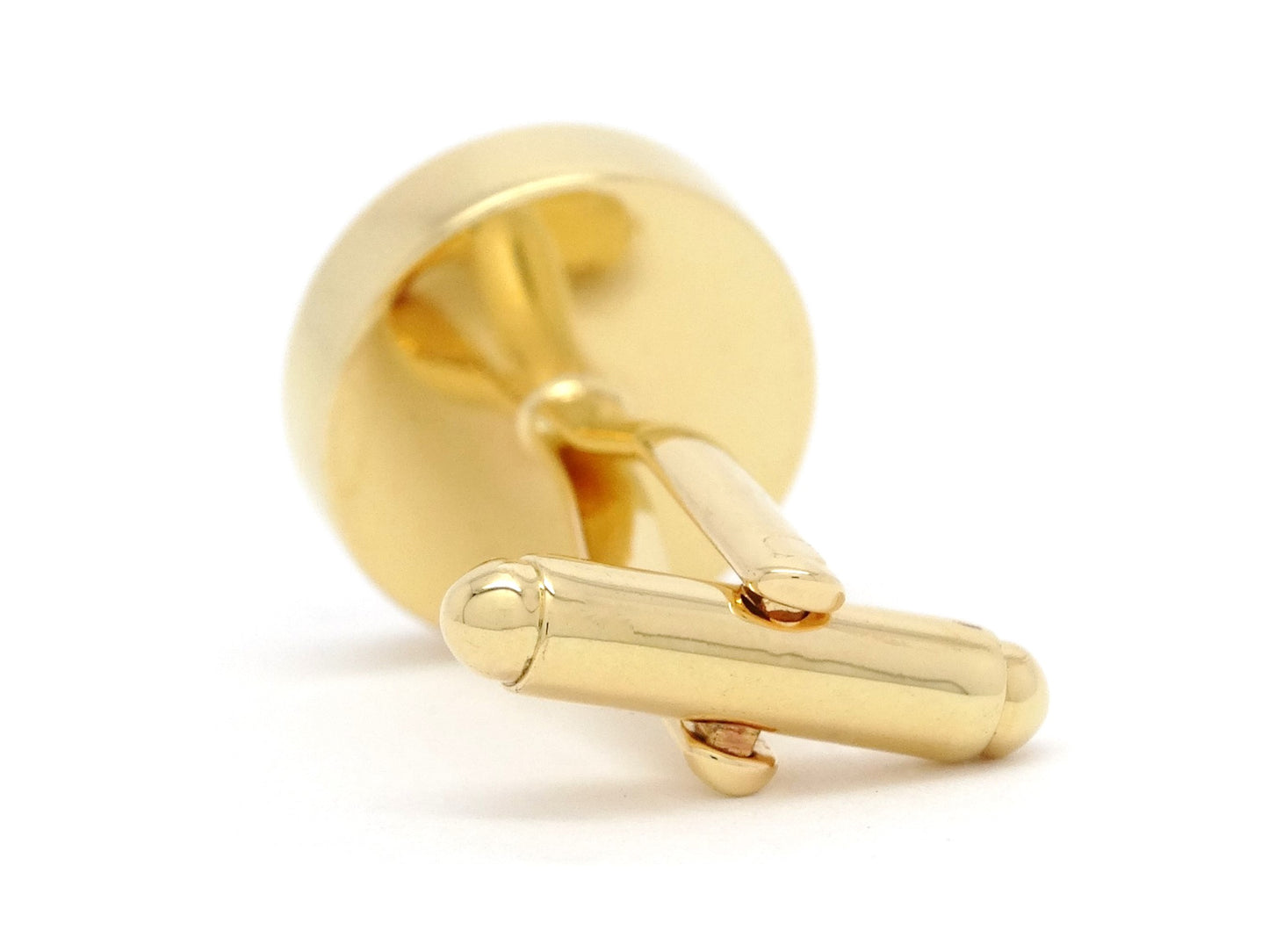 Yellow gold white seashell cufflinks BACK