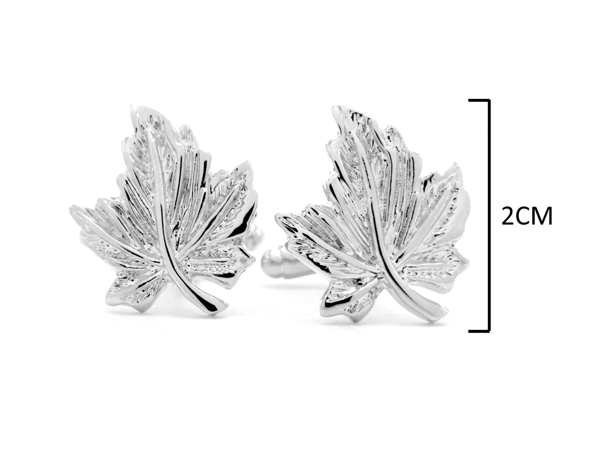 Polished steel leaf cufflinks MEASUREMENT