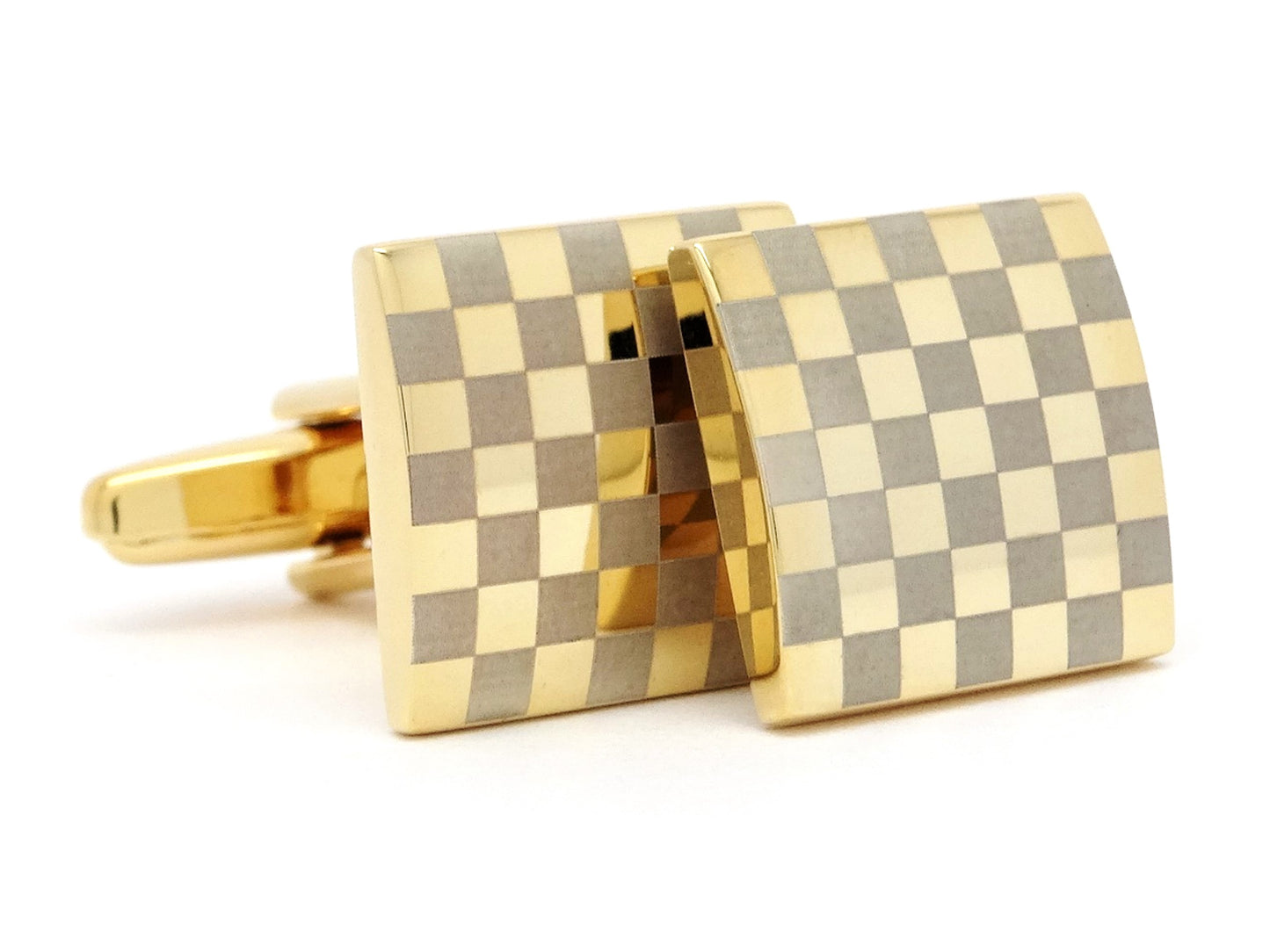 Yellow gold chessboard design cufflinks DISPLAY