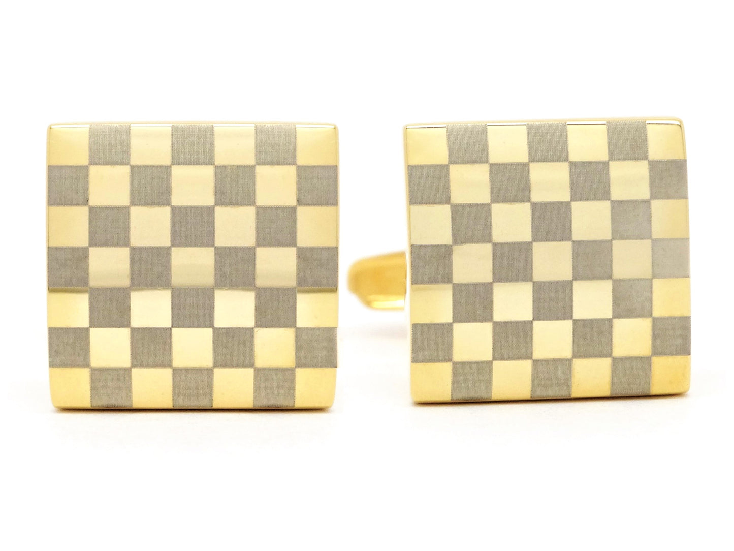 Yellow gold chessboard design cufflinks MAIN
