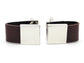 Brown Leather Polished Steel Cufflinks MAIN