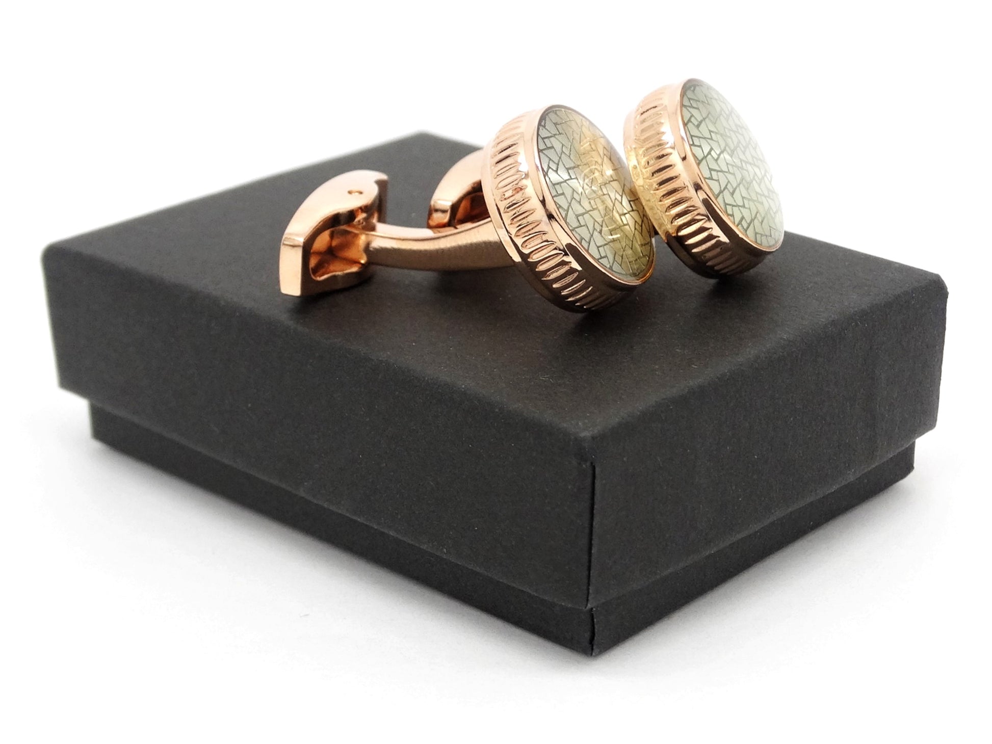 Rose Gold Formal Metallic Design Cufflinks GIFT BOX