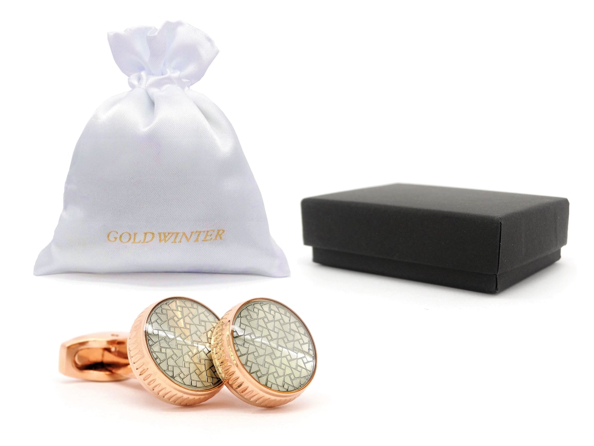 Rose Gold Formal Metallic Design Cufflinks GIFT BAG