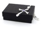 Purple gem silver cross necklace GIFT BOX