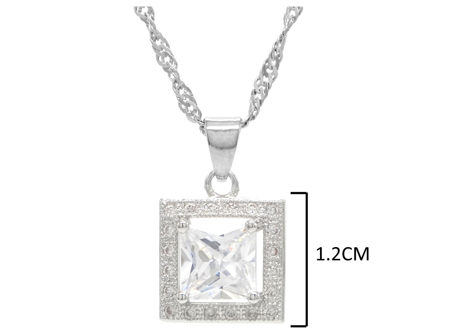 Sterling silver princess gem necklace MEASUREMENT