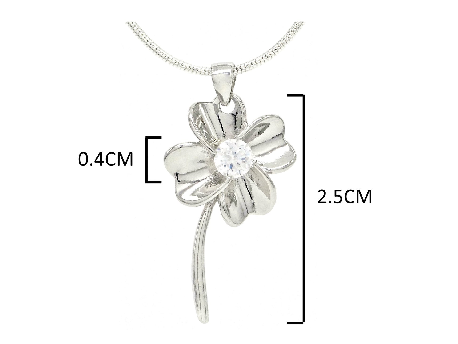 Silver flower white gem necklace MEASUREMENT