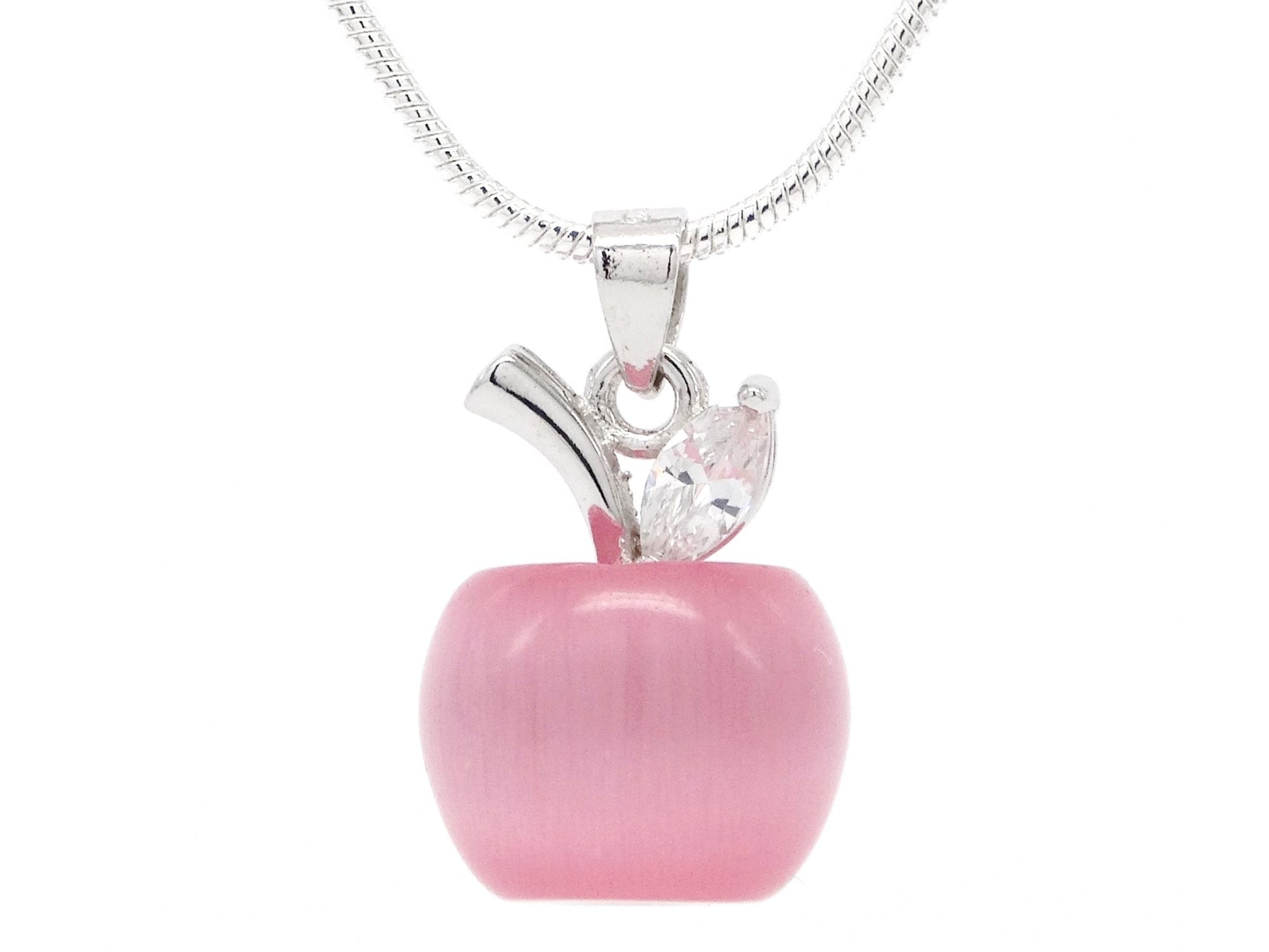 Pink moonstone apple necklace
