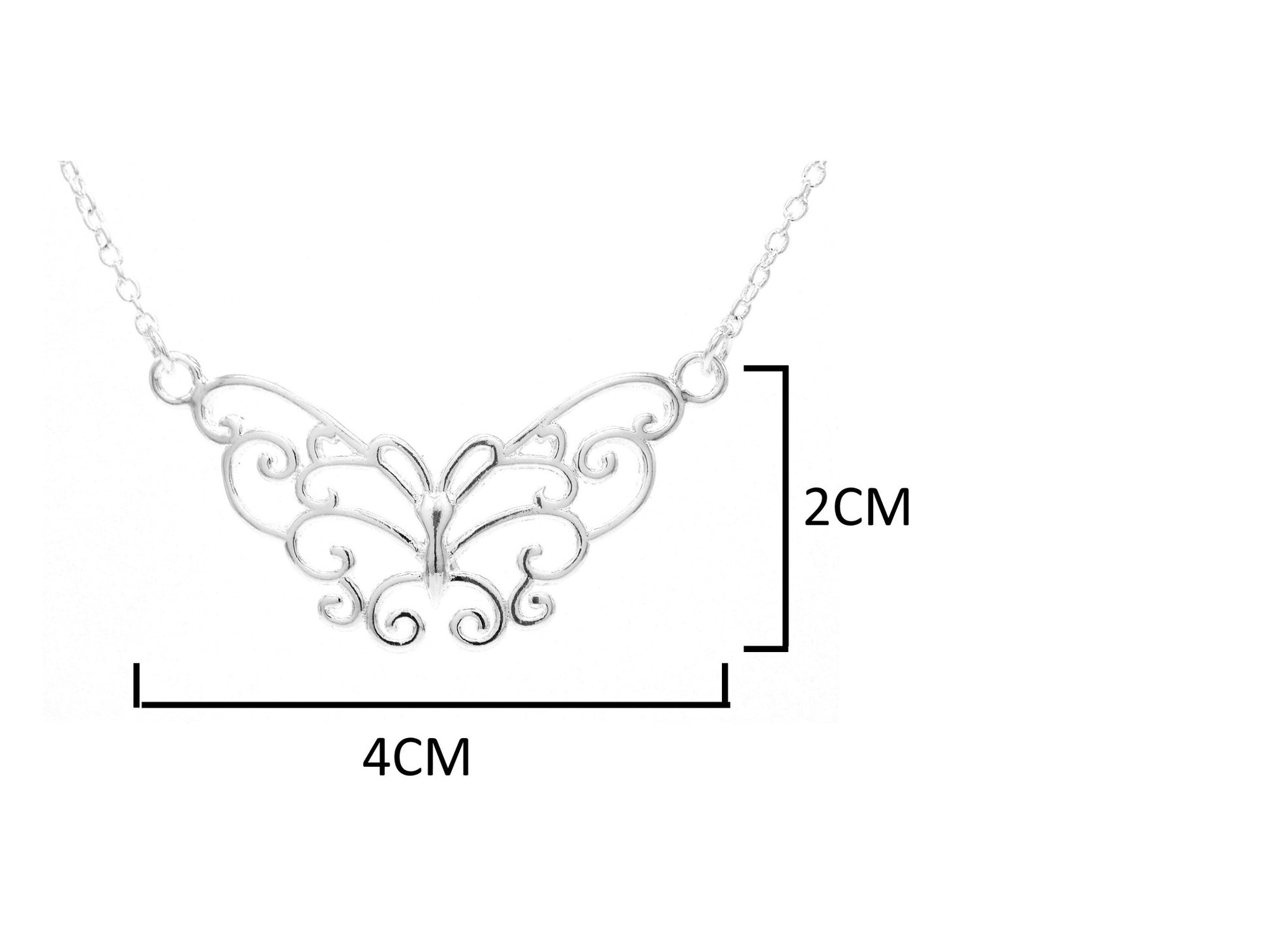 Silver butterfly choker necklace MEASUREMENT
